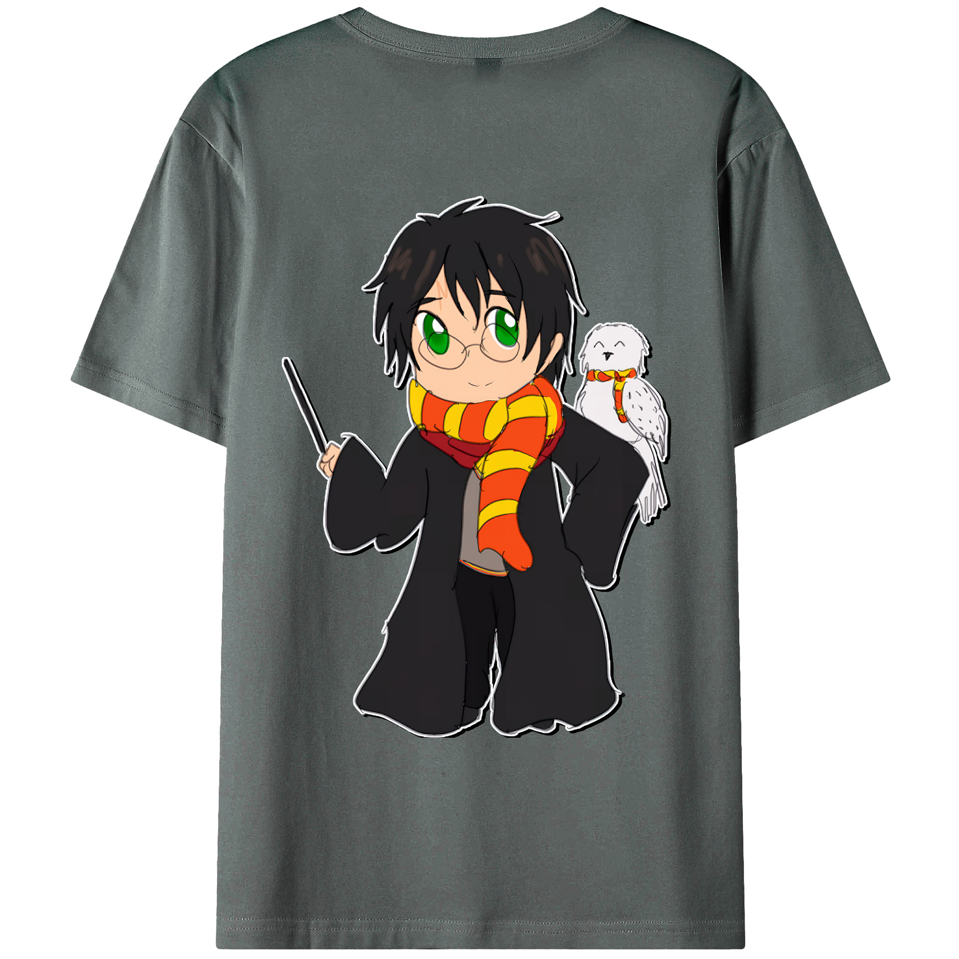 （画像用） Harry Potter ハリー・ポッターシリーズ 綿100％ メンズ半袖Tシャツ（バックプリント） 通気性